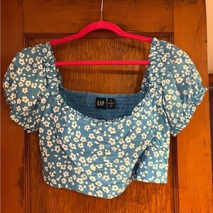 Blue Floral Crop Top